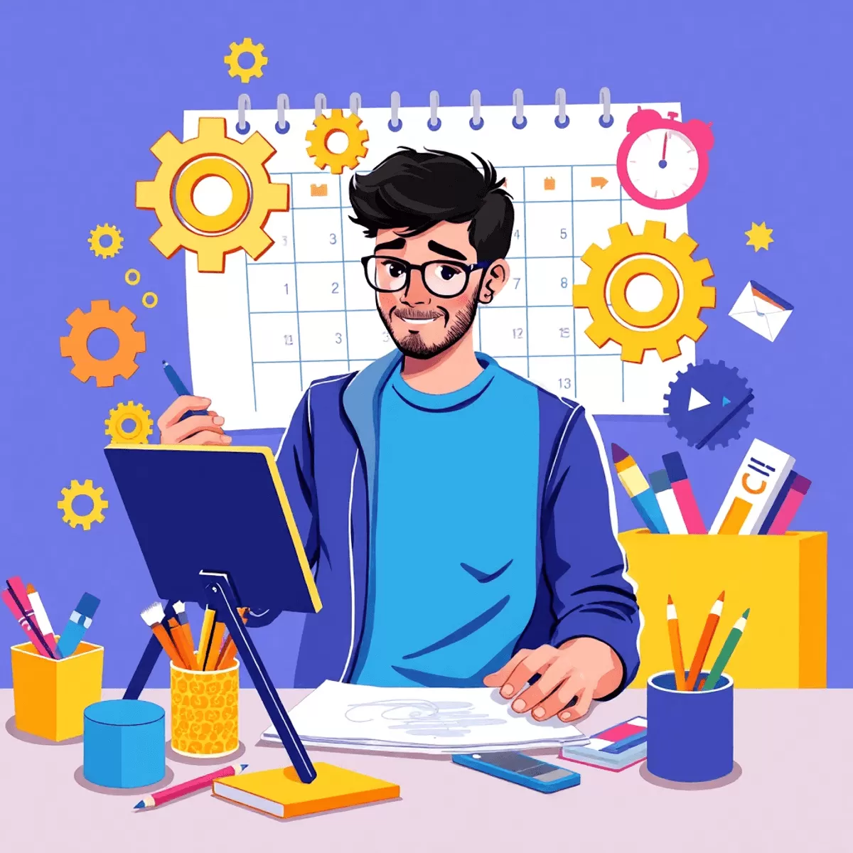 An adult immersed in a creative activity
