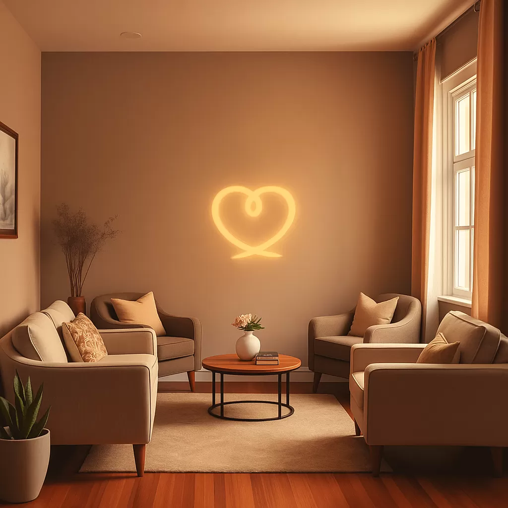 counseling room with comfortable seating and calmi