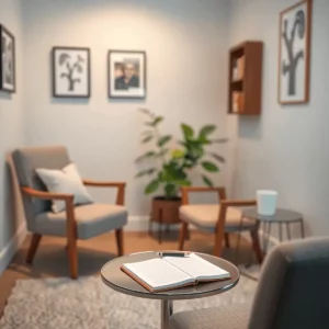 counselling office with notebook and pen