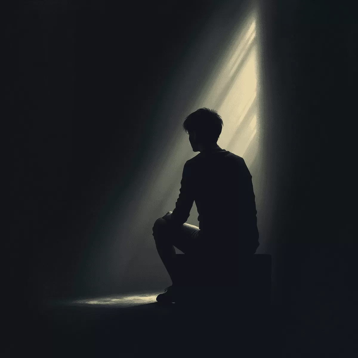 man in dark room
