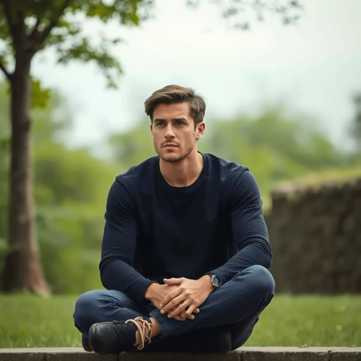 man sitting alone