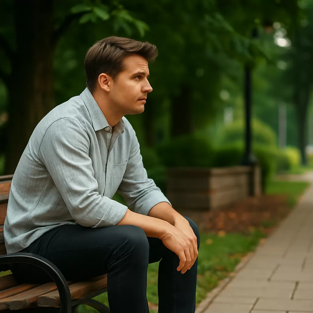 man sitting on bench in park