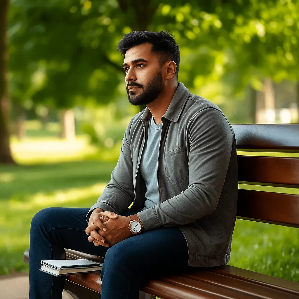 man sitting on park bench