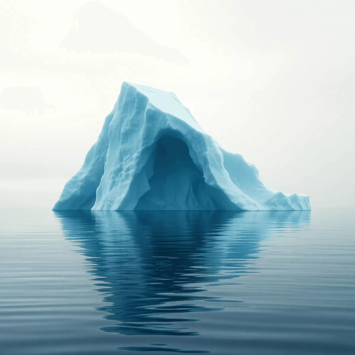 partially submerged iceberg in calm waters