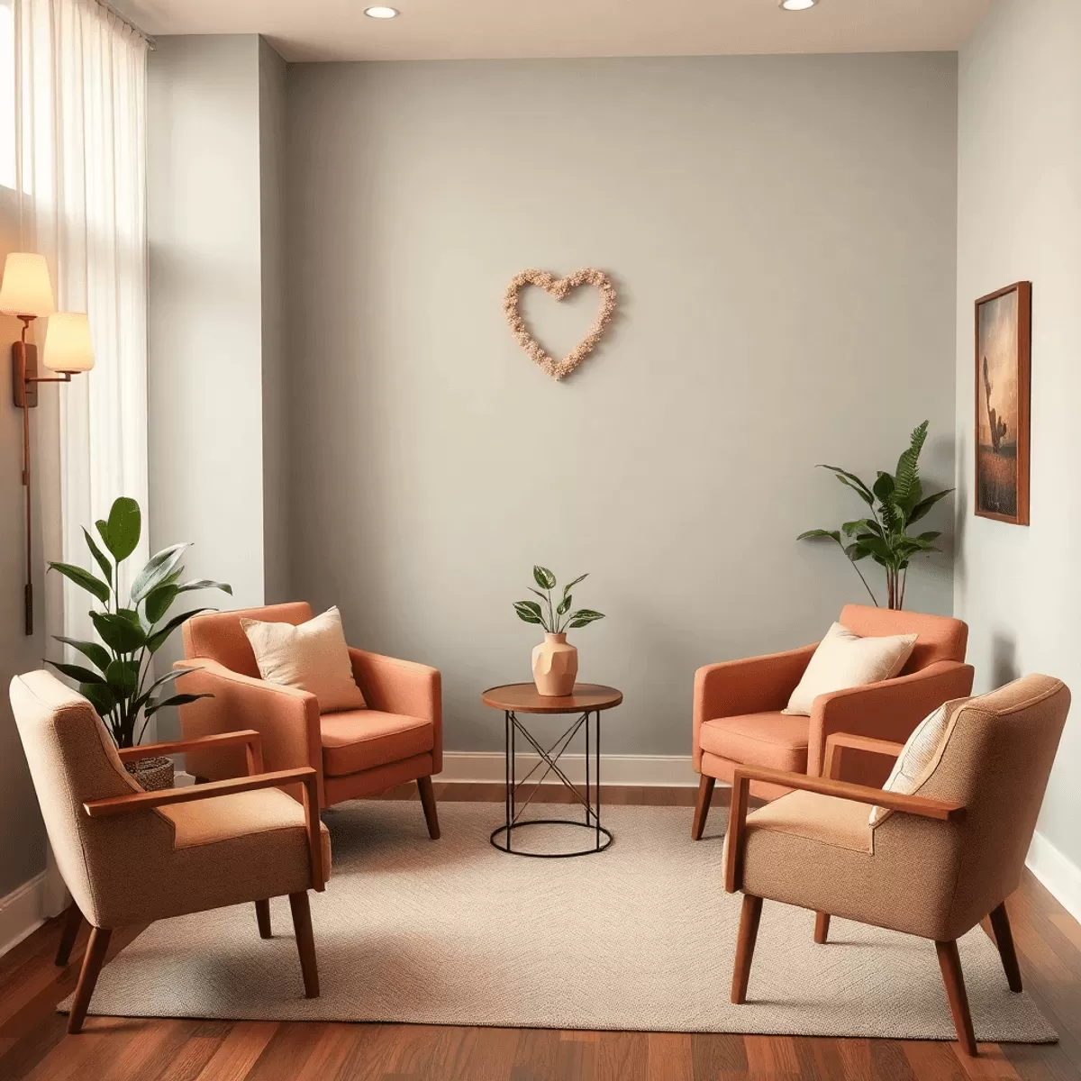 therapy room with heart on wall