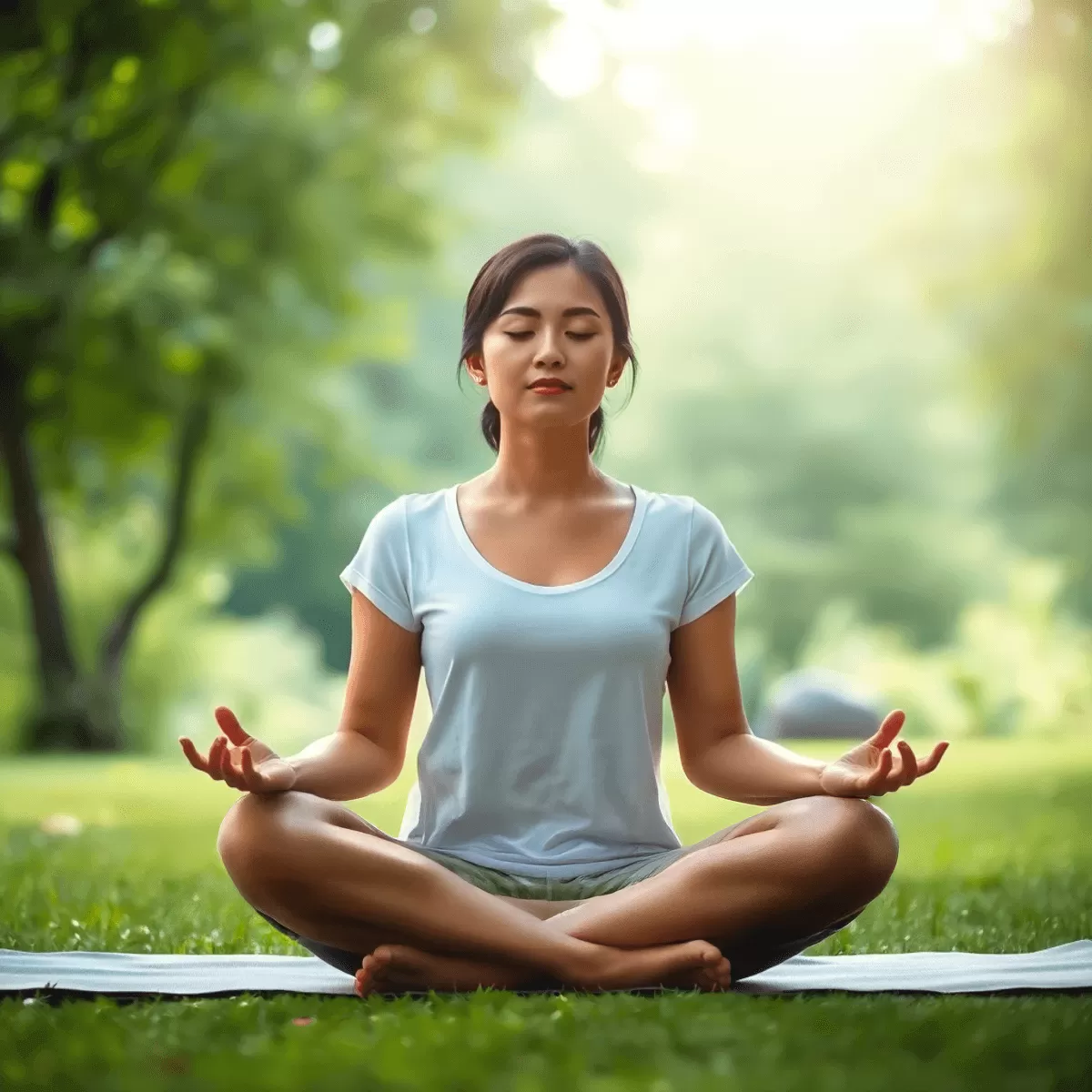 woman doing yoga in park