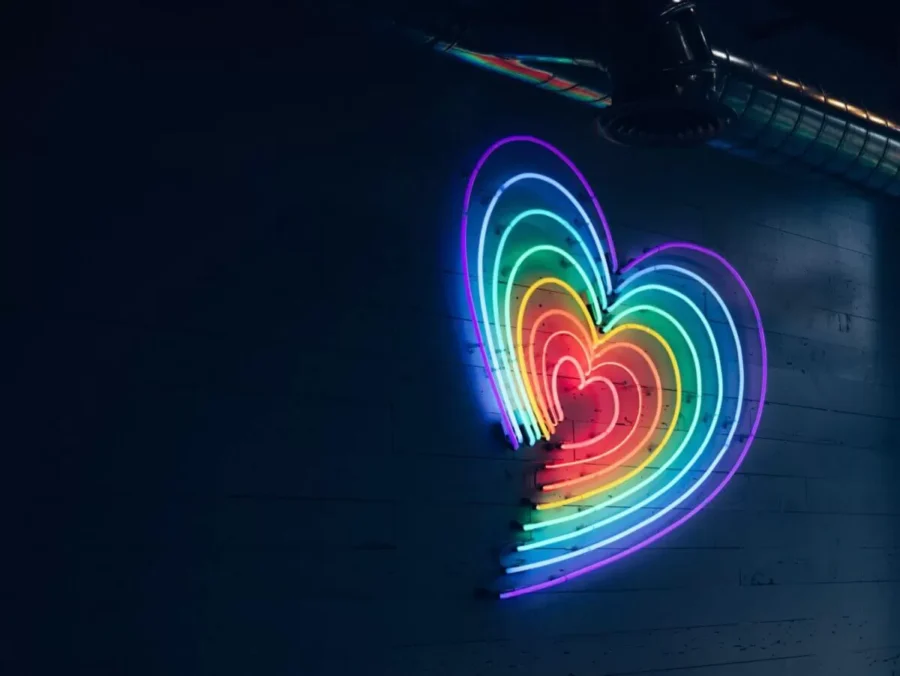 neon rainbow heart