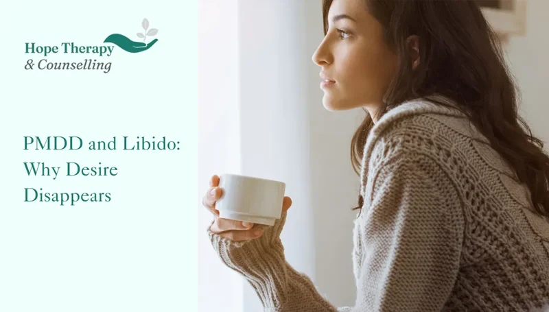 pmdd libido when desire disappears - woman sitting with coffee