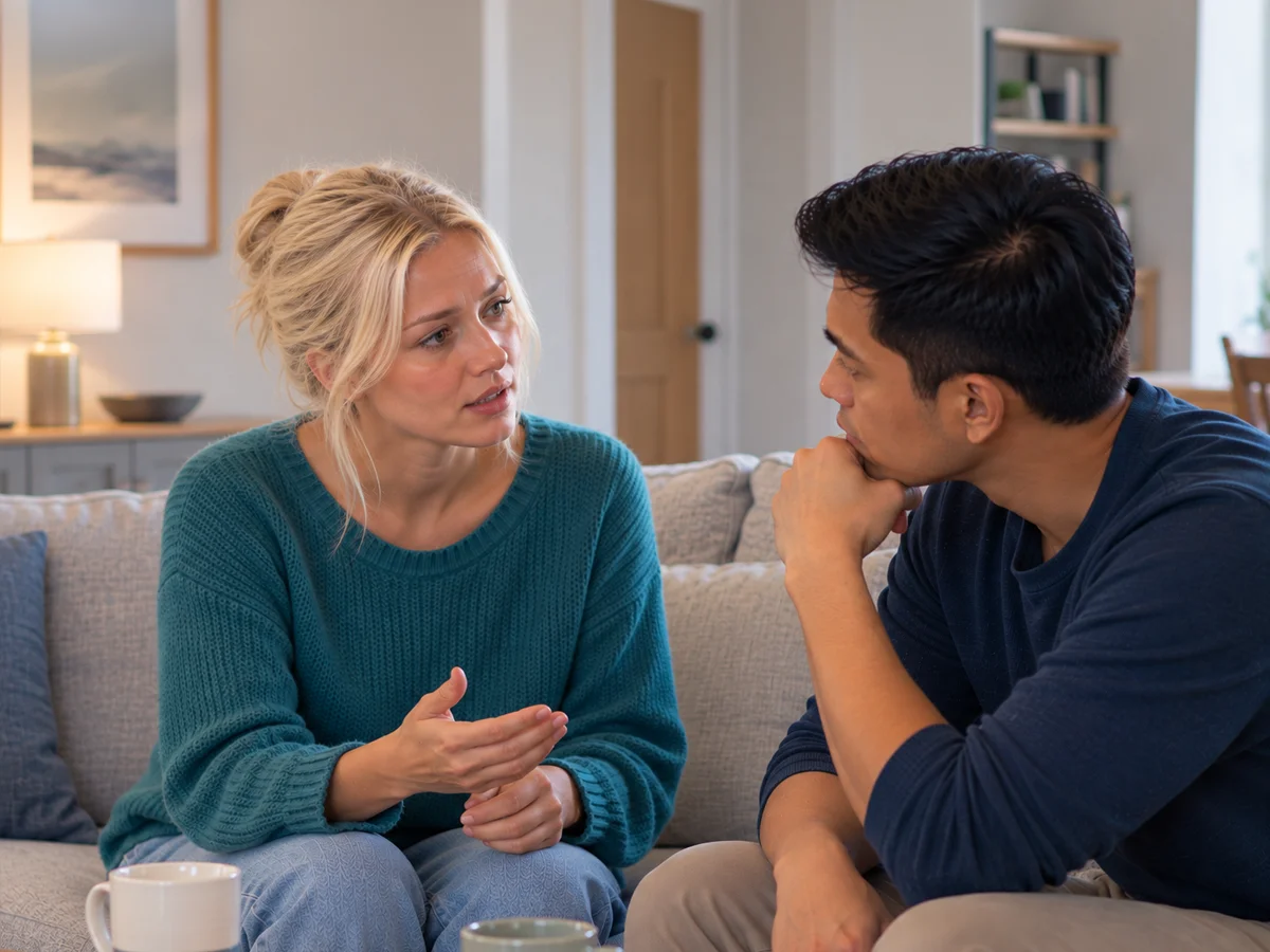 woman explaining pmdd to partner