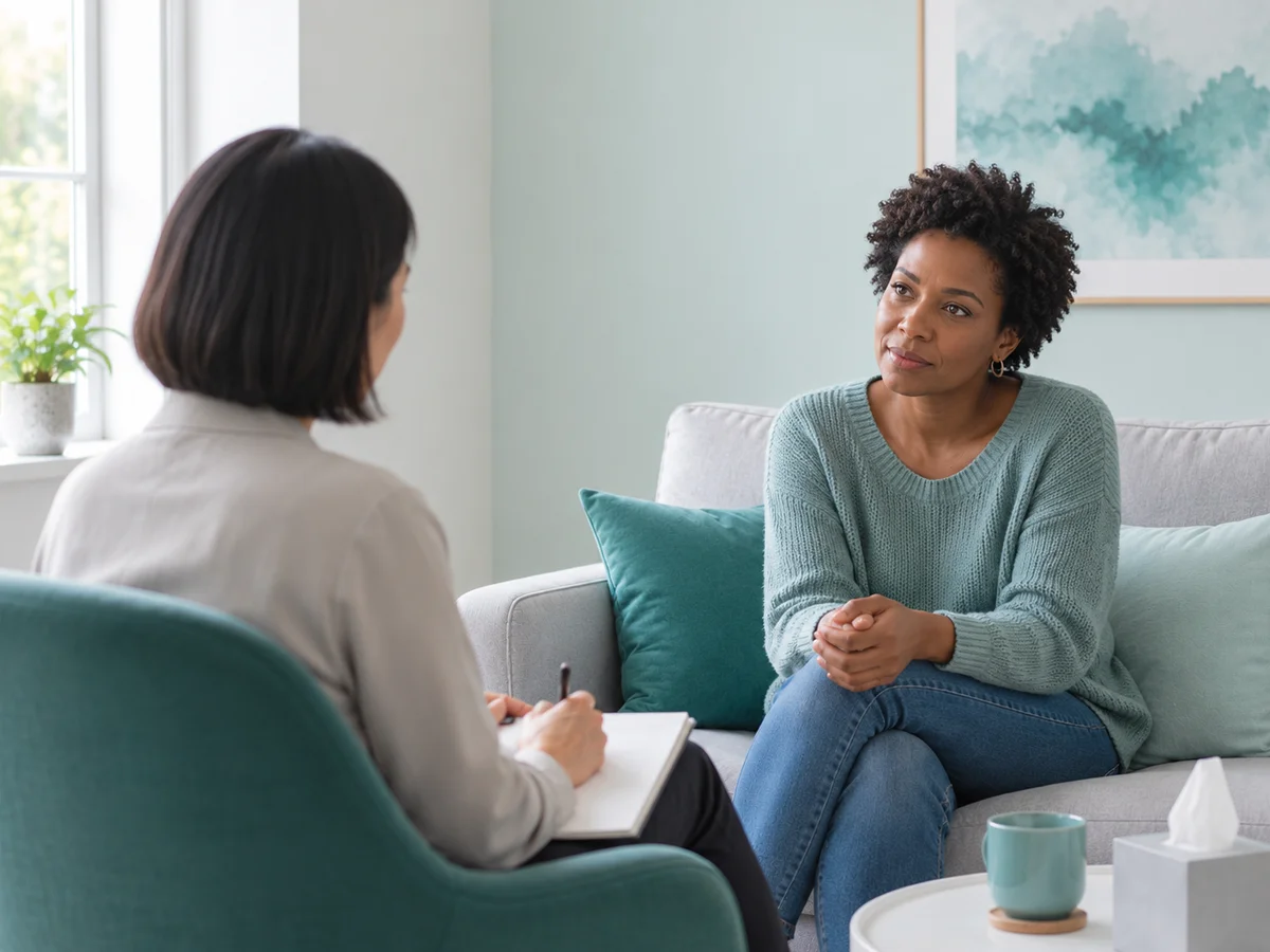 woman in mythomania counselling session