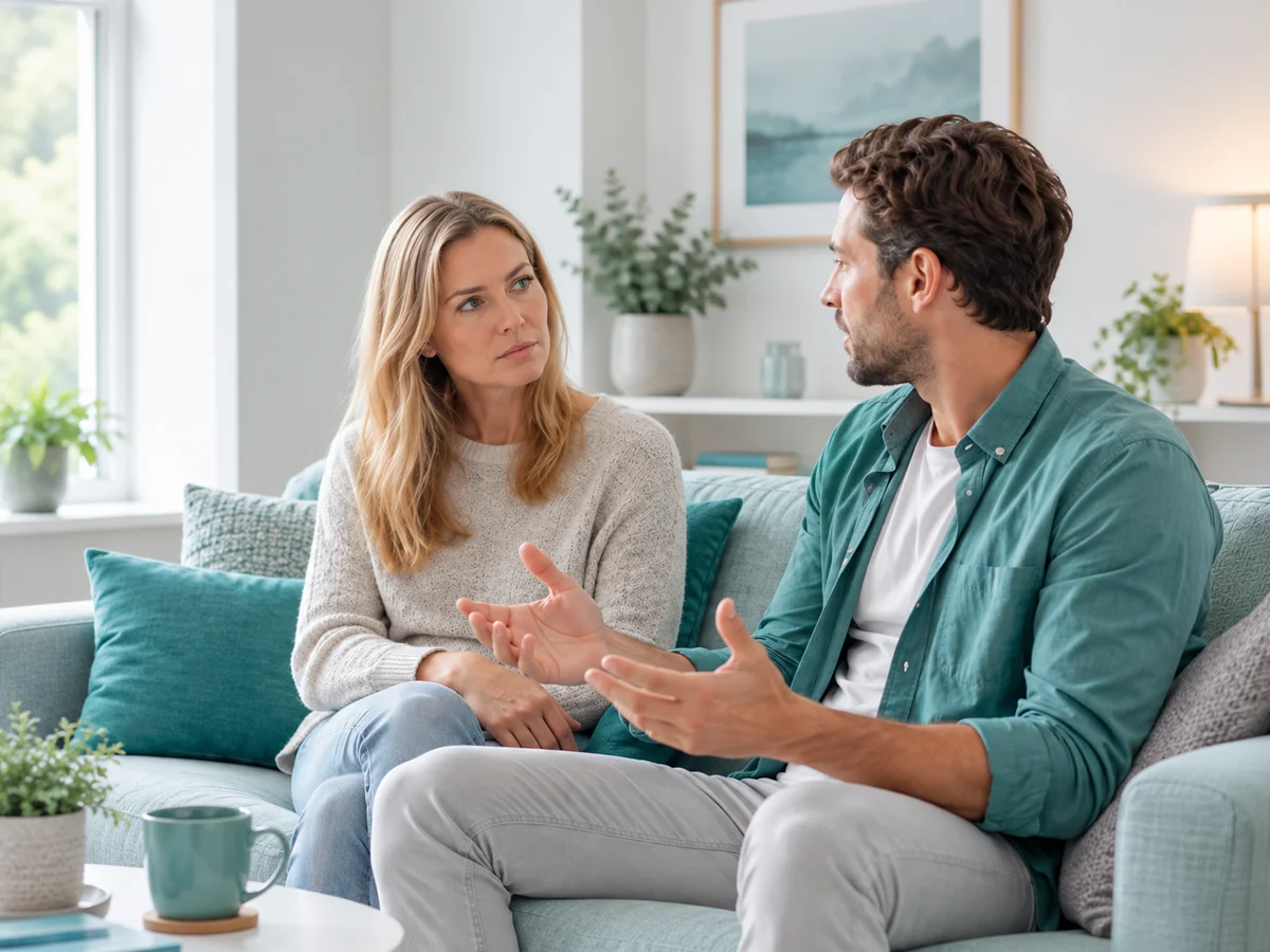 woman looking suspiciously at lying partner