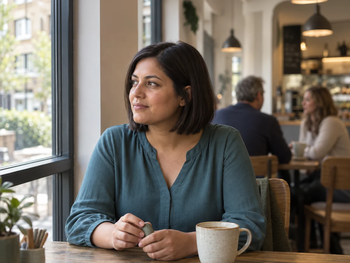 autistic woman in cafe