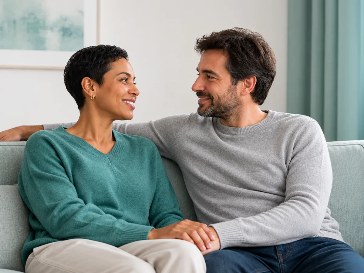couple on sofa in relationship with mutual respect