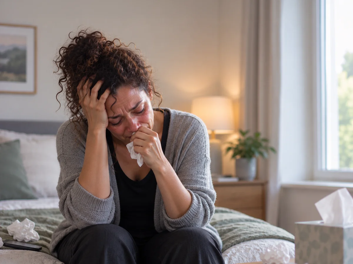 woman exhausted with grief