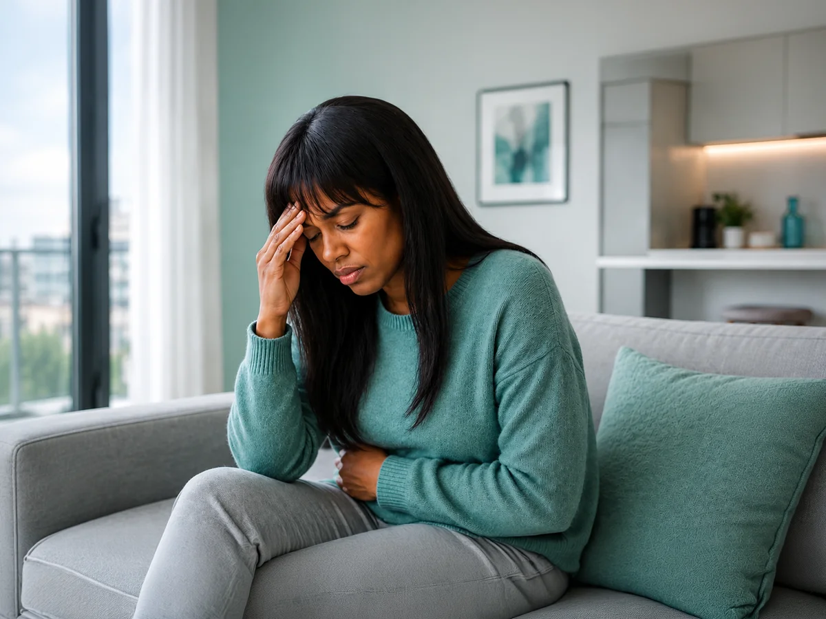 woman showing physical signs of anxiety