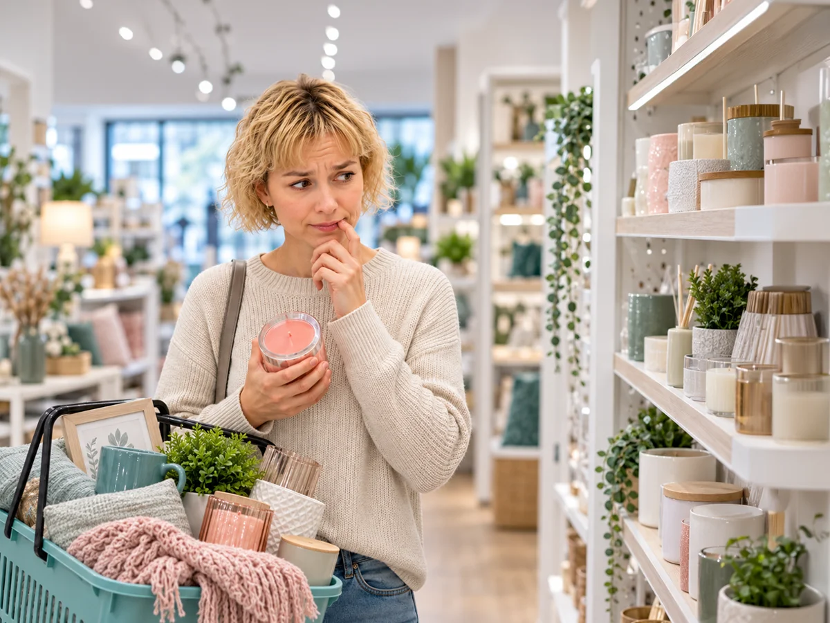 woman with poor self control in shop