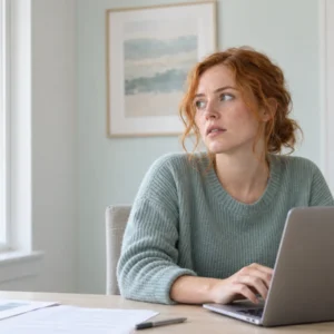 adult woman with adhd with a laptop
